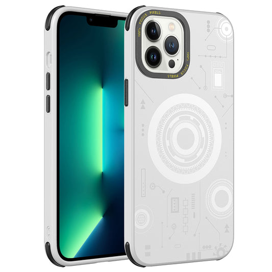 Apple iPhone 12 Pro Max Kılıf Zore Wireless Şarj Özellikli Desenli Hot Kapak Beyaz