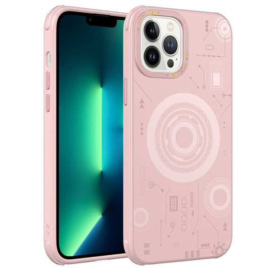Apple iPhone 12 Pro Max Kılıf Zore Wireless Şarj Özellikli Desenli Hot Kapak Rose Gold