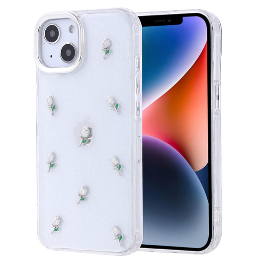 Apple iPhone 13 Kılıf Airbag Tasarımlı Simli Şeffaf Zore Kutup Kapak Lale