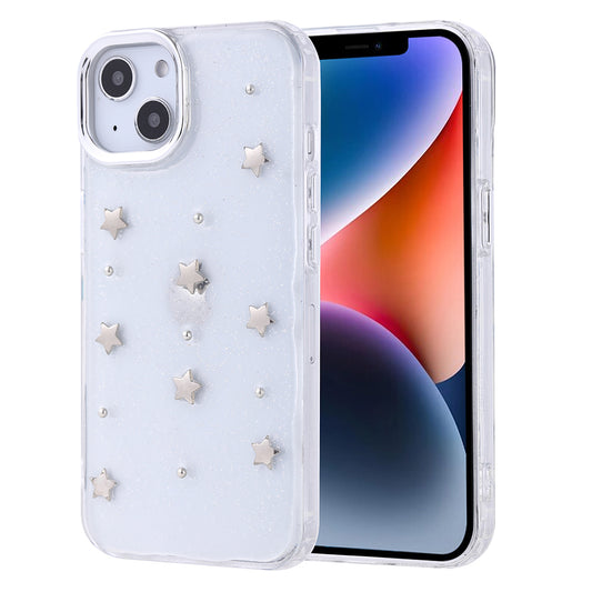 Apple iPhone 13 Kılıf Airbag Tasarımlı Simli Şeffaf Zore Kutup Kapak Yıldız