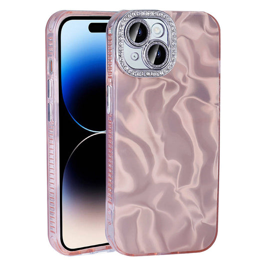 Apple iPhone 13 Kılıf Airbagli Parlak Taş Detay Tasarımlı Zore Esila Kapak Pembe