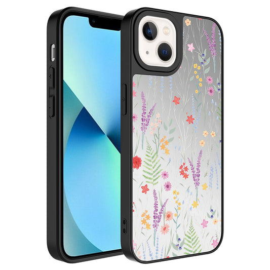 Apple iPhone 13 Kılıf Aynalı Desenli Kamera Korumalı Parlak Zore Mirror Kapak Dallar