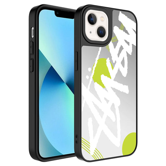 Apple iPhone 13 Kılıf Aynalı Desenli Kamera Korumalı Parlak Zore Mirror Kapak Yazı