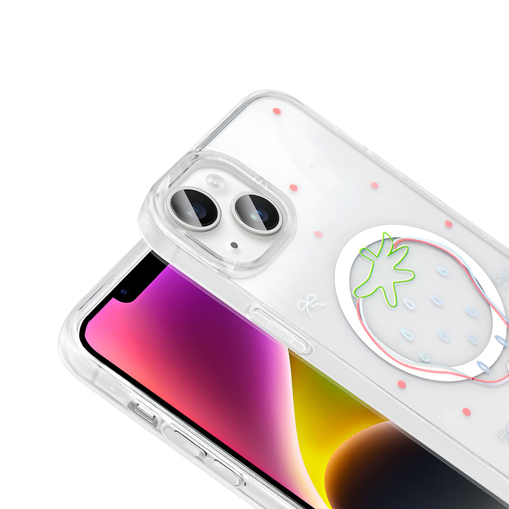 Apple iPhone 13 Kılıf M-Safe Şarj Özellikli Şeffaf Zore Folk Sert Kapak Sevimli Köpek