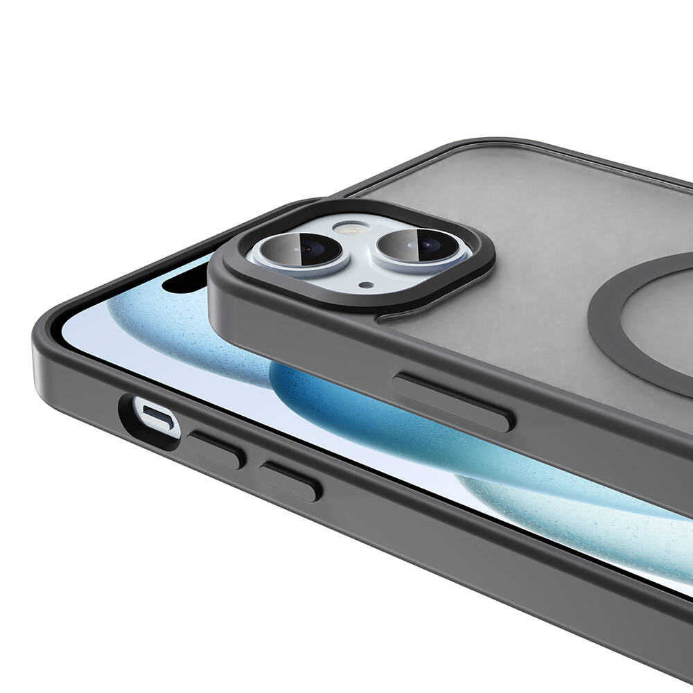 Apple iPhone 13 Kılıf Magsafe Şarj Özellikli Mat Arka Yüzey Zore Sio Kapak Siyah