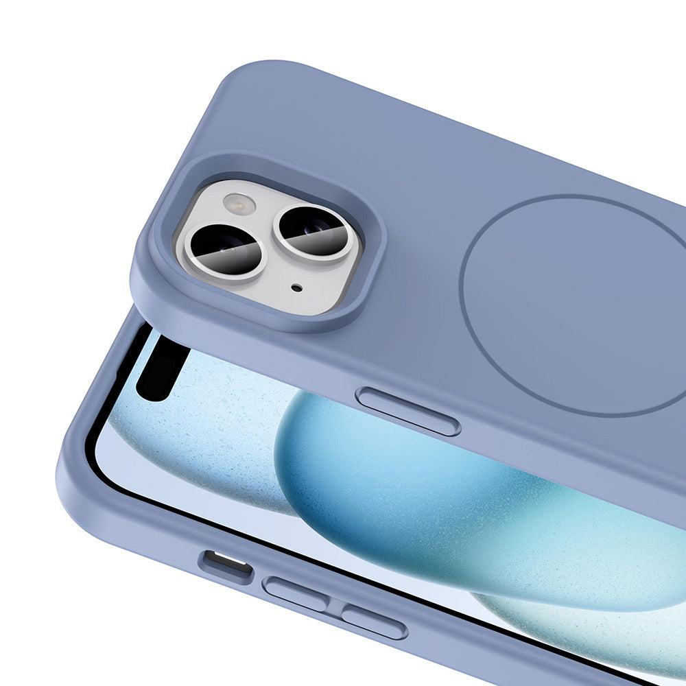 Apple iPhone 13 Kılıf Magsafe Şarj Özellikli Sıvı Teknolojili Silinebilir Sert Zore Kivi Kapak Lacivert