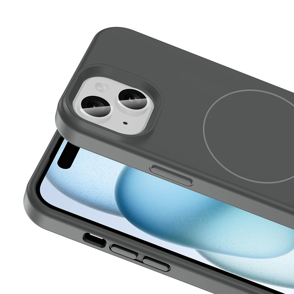 Apple iPhone 13 Kılıf Magsafe Şarj Özellikli Sıvı Teknolojili Silinebilir Sert Zore Kivi Kapak Siyah