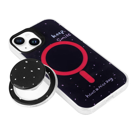 Apple iPhone 13 Kılıf Magsafe Şarj Özellikli Tak-Çıkar Pop Soketli Zore Tiktok Kapak Pembe Koyu