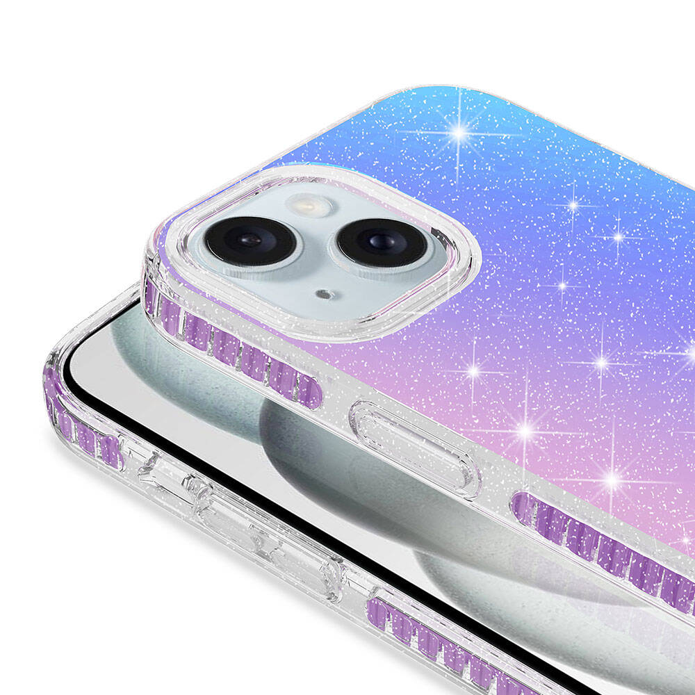 Apple iPhone 13 Kılıf Parlak Renk Geçişli Zore Velle Kapak Pembe