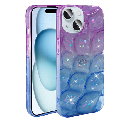 Apple iPhone 13 Kılıf Simli 3D Desenli Zore Hacar Kapak Pembe-Mavi