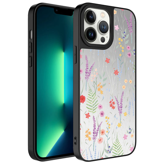 Apple iPhone 13 Pro Kılıf Aynalı Desenli Kamera Korumalı Parlak Zore Mirror Kapak Dallar