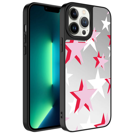 Apple iPhone 13 Pro Kılıf Aynalı Desenli Kamera Korumalı Parlak Zore Mirror Kapak Yıldız