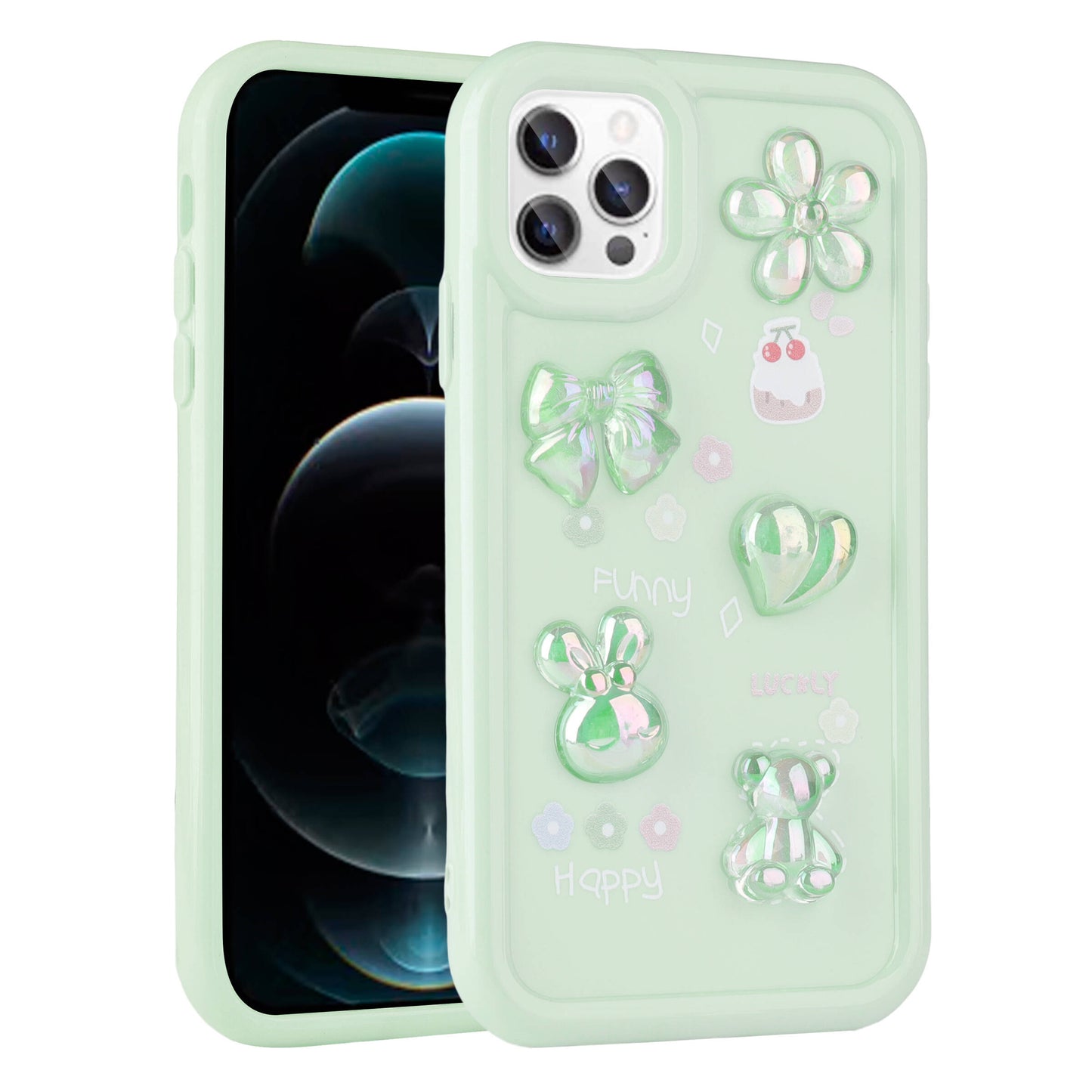 Apple iPhone 13 Pro Kılıf Kabartma Figürlü Parlak Zore Toys Silikon Kapak Mor