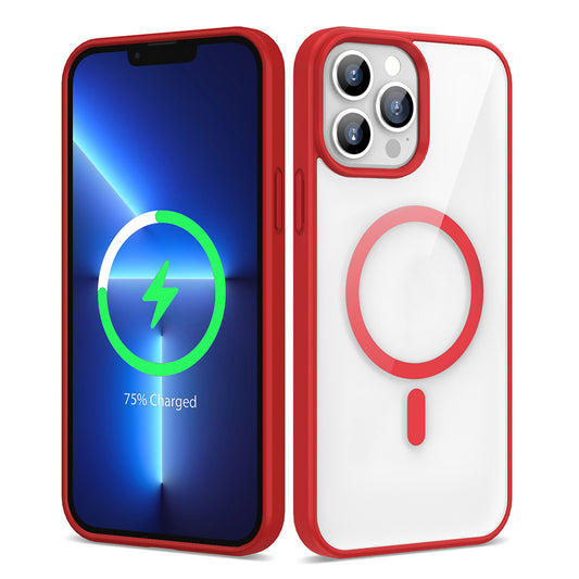 Apple iPhone 13 Pro Kılıf Magsafe Wireless Şarj Özellikli Silikon Zore Ege Kapak Kırmızı