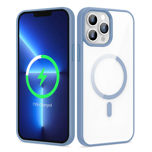 Apple iPhone 13 Pro Kılıf Magsafe Wireless Şarj Özellikli Silikon Zore Ege Kapak Açık Mavi
