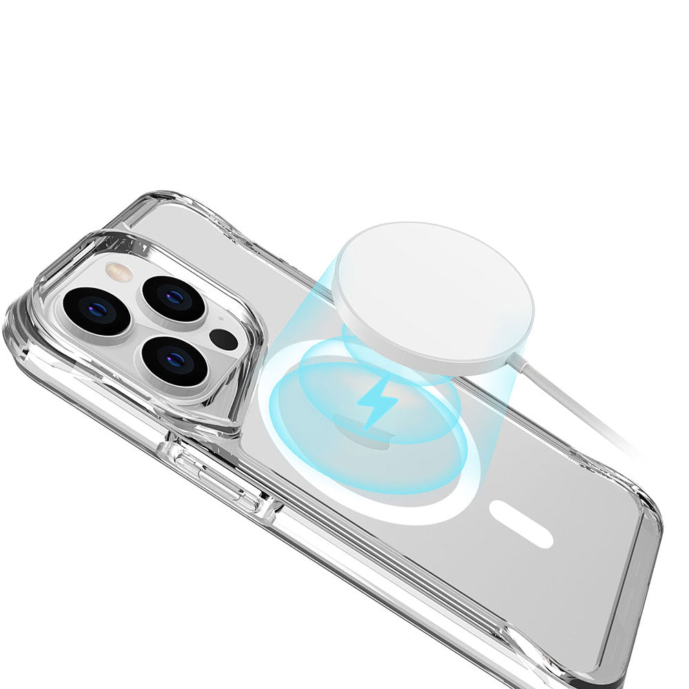 Apple iPhone 13 Pro Kılıf Zore Magsafe Şarj Özellikli T-Max Magsafe Kapak Renksiz