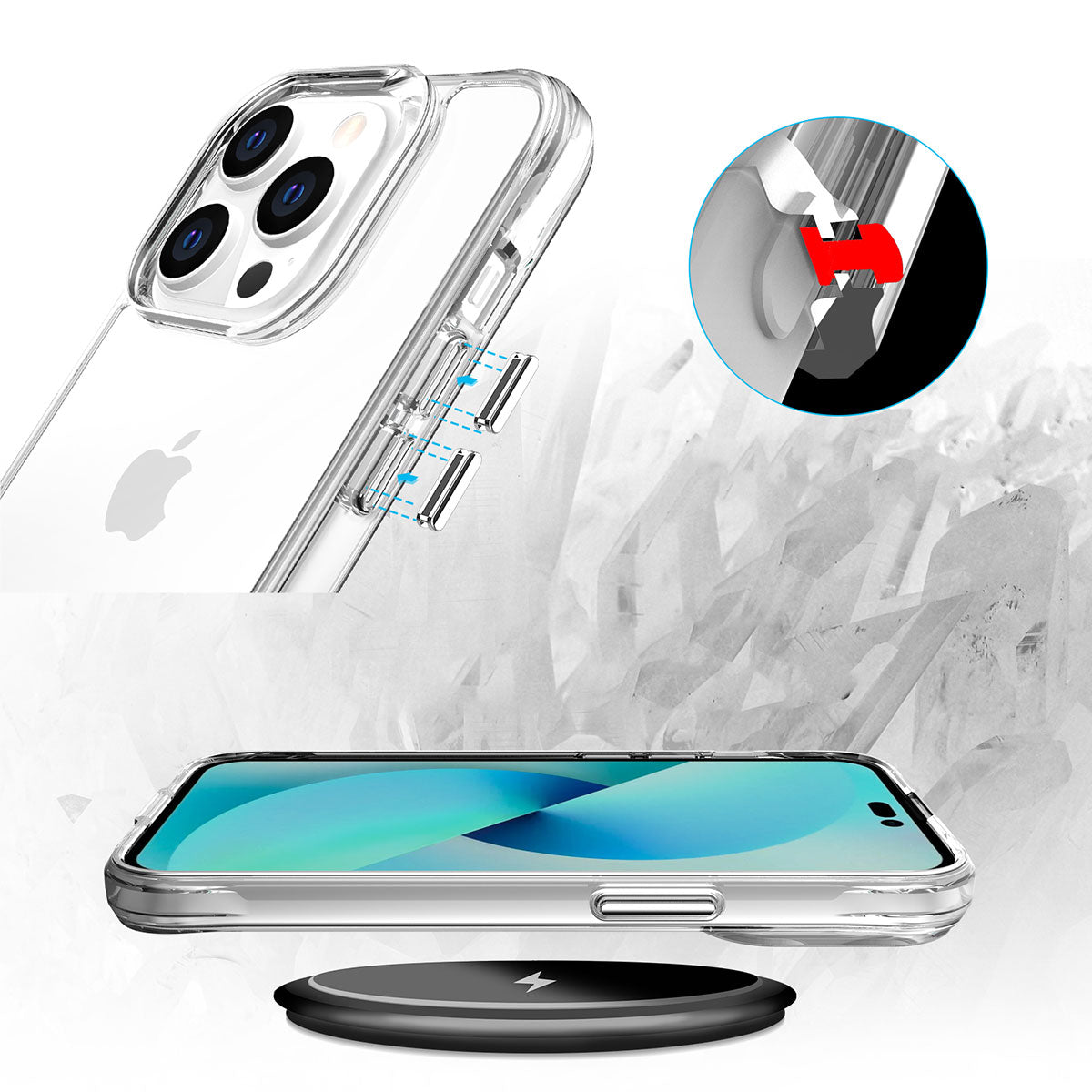 Apple iPhone 13 Pro Kılıf Zore Şeffaf Ultra İnce Airbag Tasarımlı Okka Kapak Renksiz