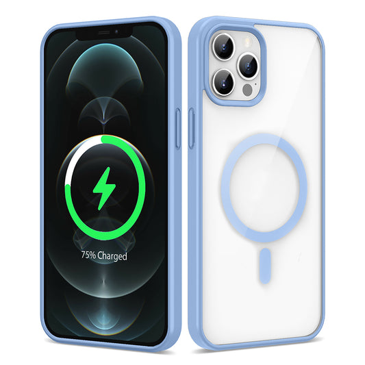 Apple iPhone 13 Pro Max Kılıf Magsafe Wireless Şarj Özellikli Silikon Zore Ege Kapak Açık Mavi