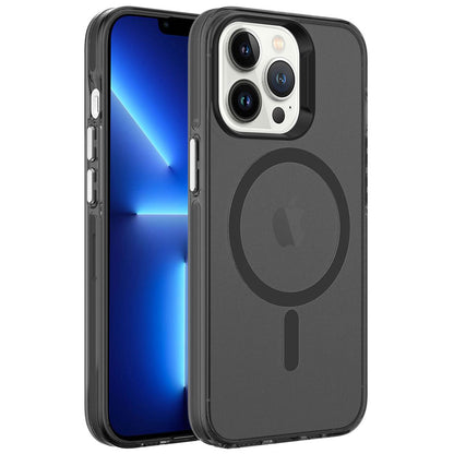 Apple iPhone 13 Pro Max Kılıf Zore Magsafe Şarj Özellikli Buzlu Transparan C-Pro Sert Kapak Lacivert