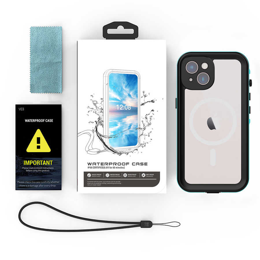 Apple iPhone 14 Kılıf 1-1 Su Geçirmez Kılıf Siyah