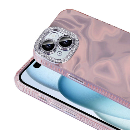Apple iPhone 14 Kılıf Airbagli Parlak Taş Detay Tasarımlı Zore Esila Kapak Pembe