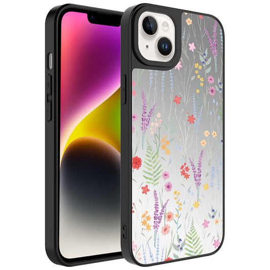 Apple iPhone 14 Kılıf Aynalı Desenli Kamera Korumalı Parlak Zore Mirror Kapak Dallar