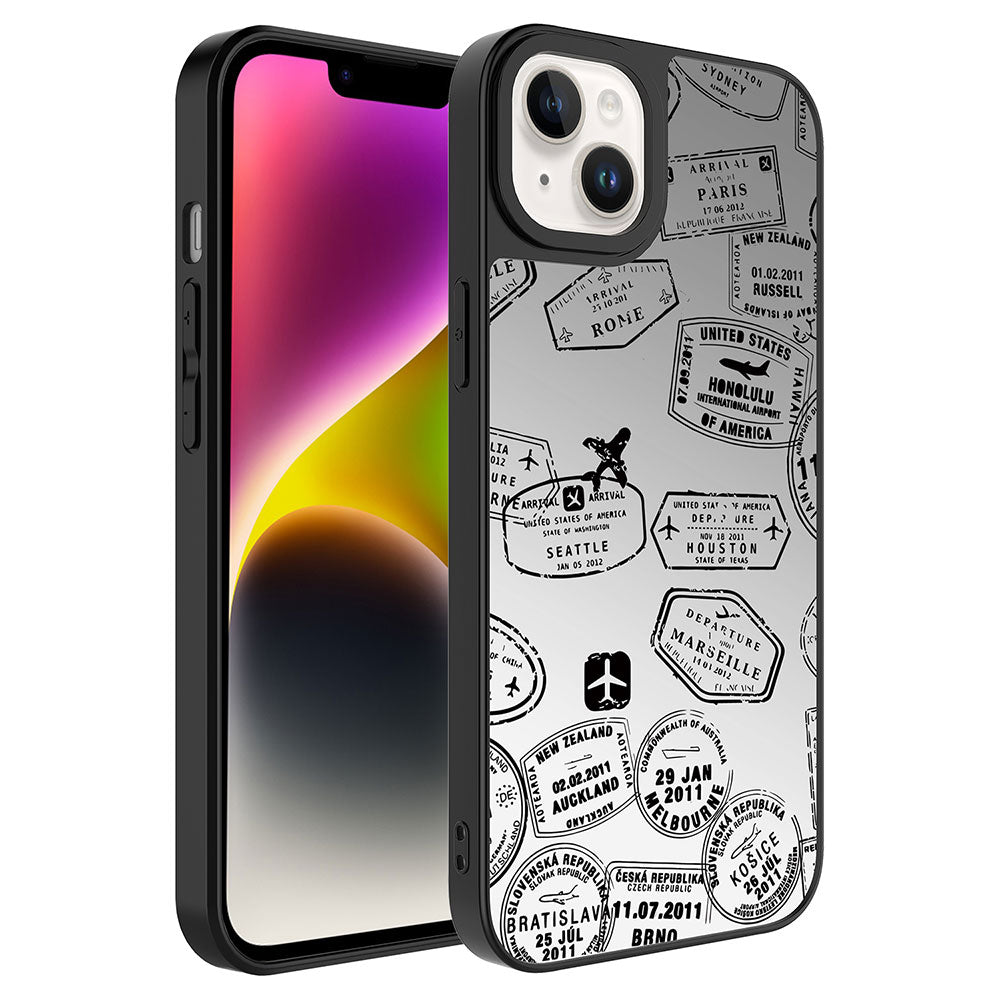 Apple iPhone 14 Kılıf Aynalı Desenli Kamera Korumalı Parlak Zore Mirror Kapak Dallar