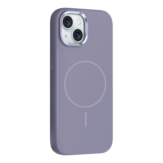 Apple iPhone 14 Kılıf M-Safe Şarj Özellikli Metal Kamera Çerçeveli Zore Edi Silikon Kapak Lavendery Gray