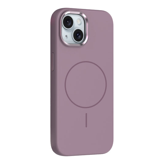 Apple iPhone 14 Kılıf M-Safe Şarj Özellikli Metal Kamera Çerçeveli Zore Edi Silikon Kapak Mor