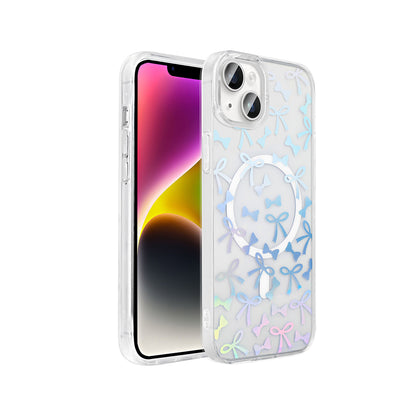 Apple iPhone 14 Kılıf M-Safe Şarj Özellikli Şeffaf Zore Folk Sert Kapak Kalp