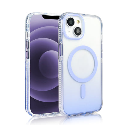 Apple iPhone 14 Kılıf M-safe Şarj Özellikli Transparan Renk Geçişli Zore Toros Kapak Rose Pembe
