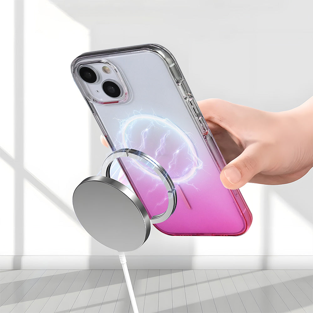 Apple iPhone 14 Kılıf M-Safe Şarj Özellikli Zore Septik Silikon Kapak Pembe