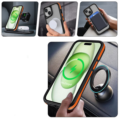 Apple iPhone 14 Kılıf Magsafe Şarj Özellikli Renkli Kenar Airbag Şeritli Zore Lamer Kapak Siyah