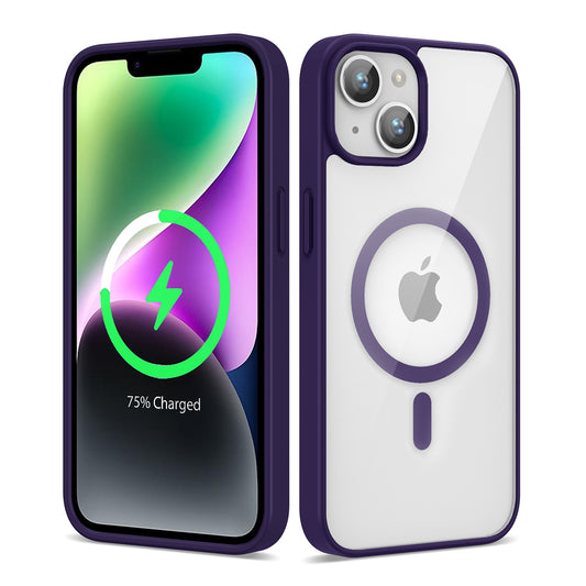 Apple iPhone 14 Kılıf Magsafe Wireless Şarj Özellikli Silikon Zore Ege Kapak Derin Mor