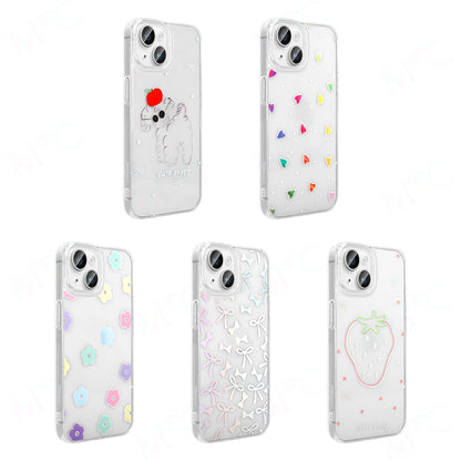 Apple iPhone 14 Kılıf Şeffaf Figürlü Zore Folk Sert Kapak Fiyonk