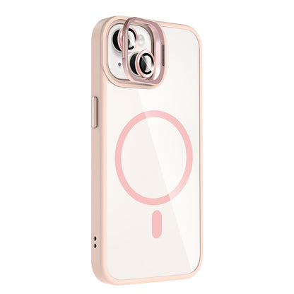 Apple iPhone 14 Kılıf Standlı ve Kamera Lens Hediyeli M-Safe Şarj Özellikli Zore Etro Kapak Desert Titanyum