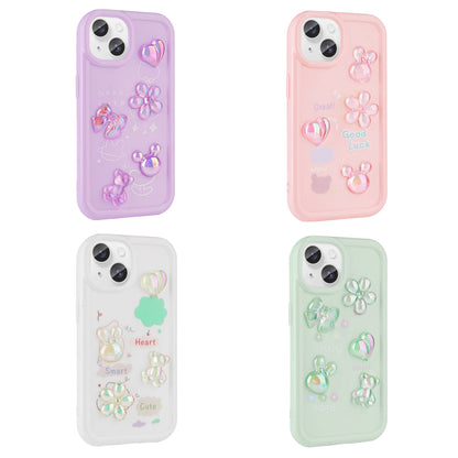 Apple iPhone 14 Plus Kılıf Kabartma Figürlü Parlak Zore Toys Silikon Kapak Beyaz