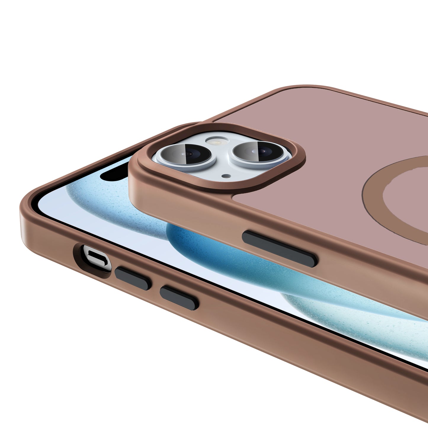Apple iPhone 14 Plus Kılıf M-safe Şarj Özellikli Mat Arka Yüzey Zore Sio Kapak Kahverengi
