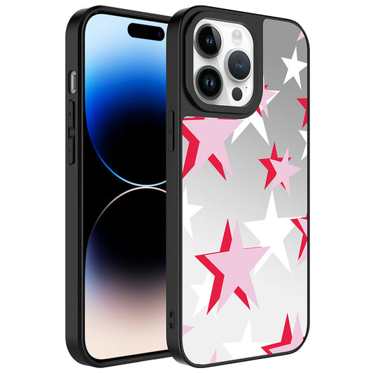 Apple iPhone 14 Pro Kılıf Aynalı Desenli Kamera Korumalı Parlak Zore Mirror Kapak Yıldız