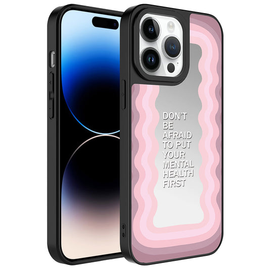 Apple iPhone 14 Pro Kılıf Aynalı Desenli Kamera Korumalı Parlak Zore Mirror Kapak Ayna