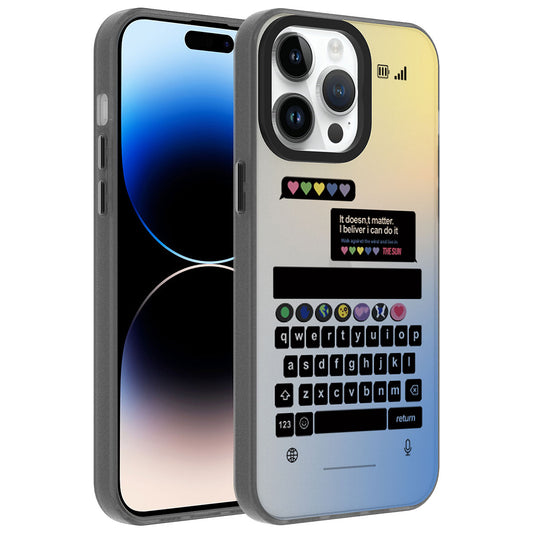 Apple iPhone 14 Pro Kılıf Desenli Zore Dragon Sert Kapak Klavye