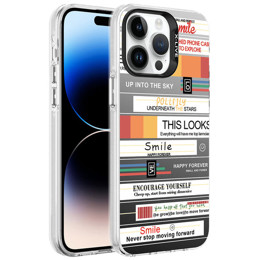 Apple iPhone 14 Pro Kılıf Desenli Zore Silver Sert Kapak Mottolar