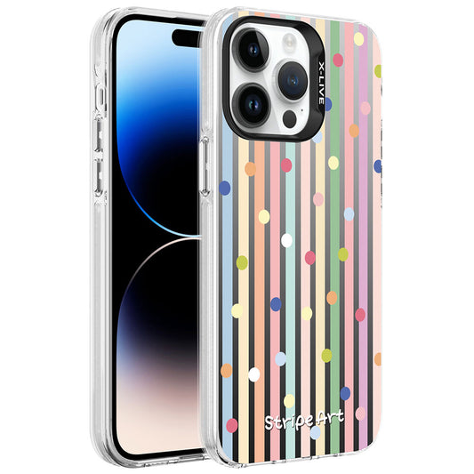 Apple iPhone 14 Pro Kılıf Desenli Zore Silver Sert Kapak Noktalar