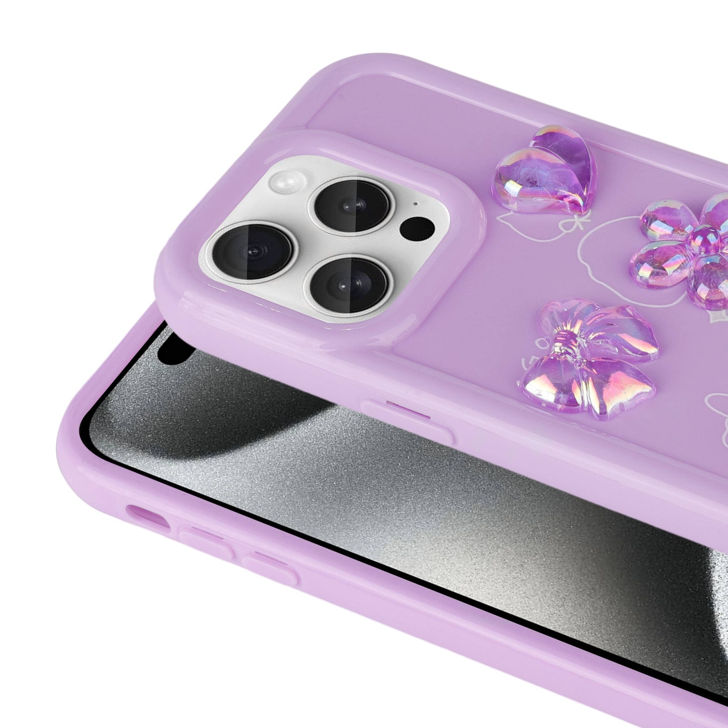 Apple iPhone 14 Pro Kılıf Kabartma Figürlü Parlak Zore Toys Silikon Kapak Beyaz
