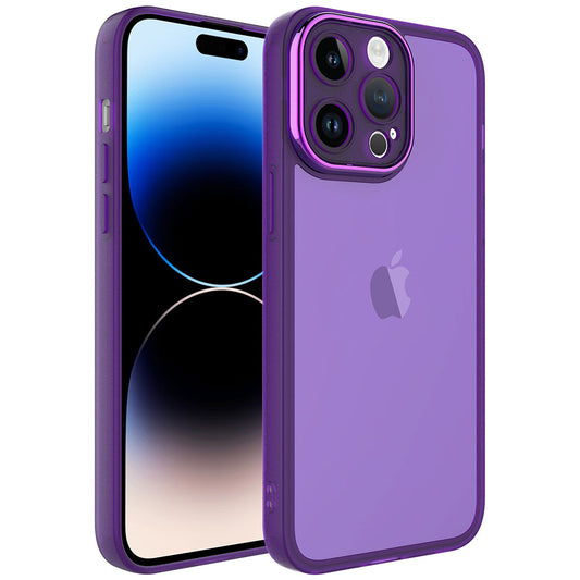 Apple iPhone 14 Pro Kılıf Kamera Korumalı Transparan Zore Post Kapak Derin Mor