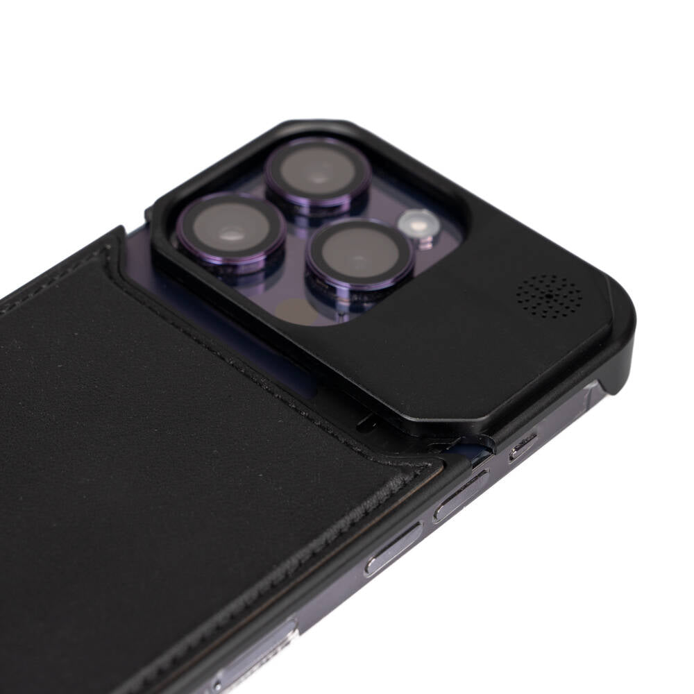 Apple iPhone 14 Pro Kılıf Magsafe Şarj Özellikli Mekanizmalı Koku Hazneli Zore Mostar Kapak Siyah