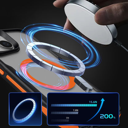 Apple iPhone 14 Pro Kılıf Magsafe Şarj Özellikli Renkli Kenar Airbag Şeritli Zore Lamer Kapak Turuncu