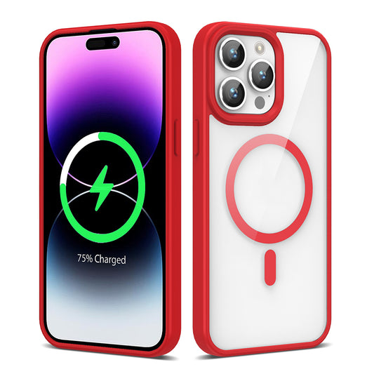 Apple iPhone 14 Pro Kılıf Magsafe Wireless Şarj Özellikli Silikon Zore Ege Kapak Kırmızı