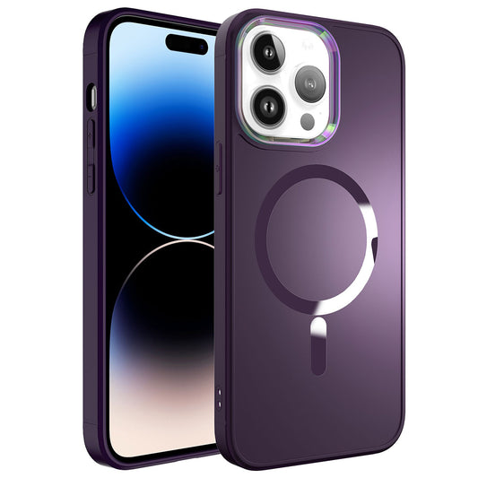 Apple iPhone 14 Pro Kılıf Magsafe Wireless Şarj Özellikli Zore Stil Kapak Derin Mor
