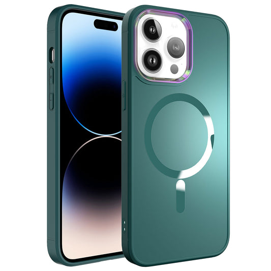 Apple iPhone 14 Pro Kılıf Magsafe Wireless Şarj Özellikli Zore Stil Kapak Koyu Yeşil